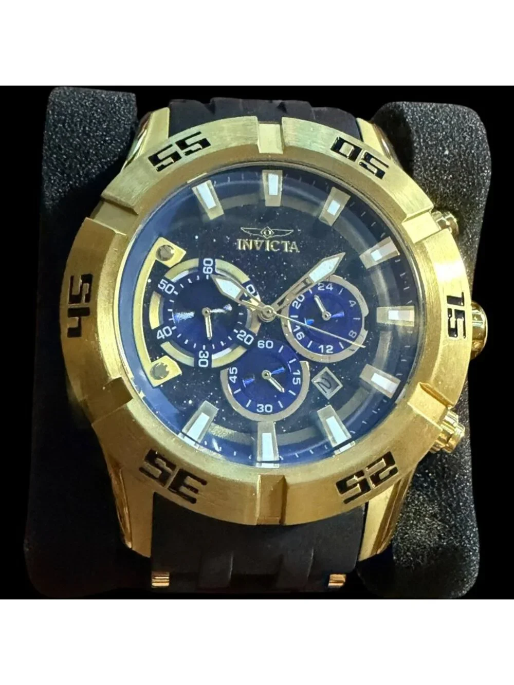 Invicta Sea Spider Chronograph Men's Watch Model 26538 Gold Tone Black Silicone